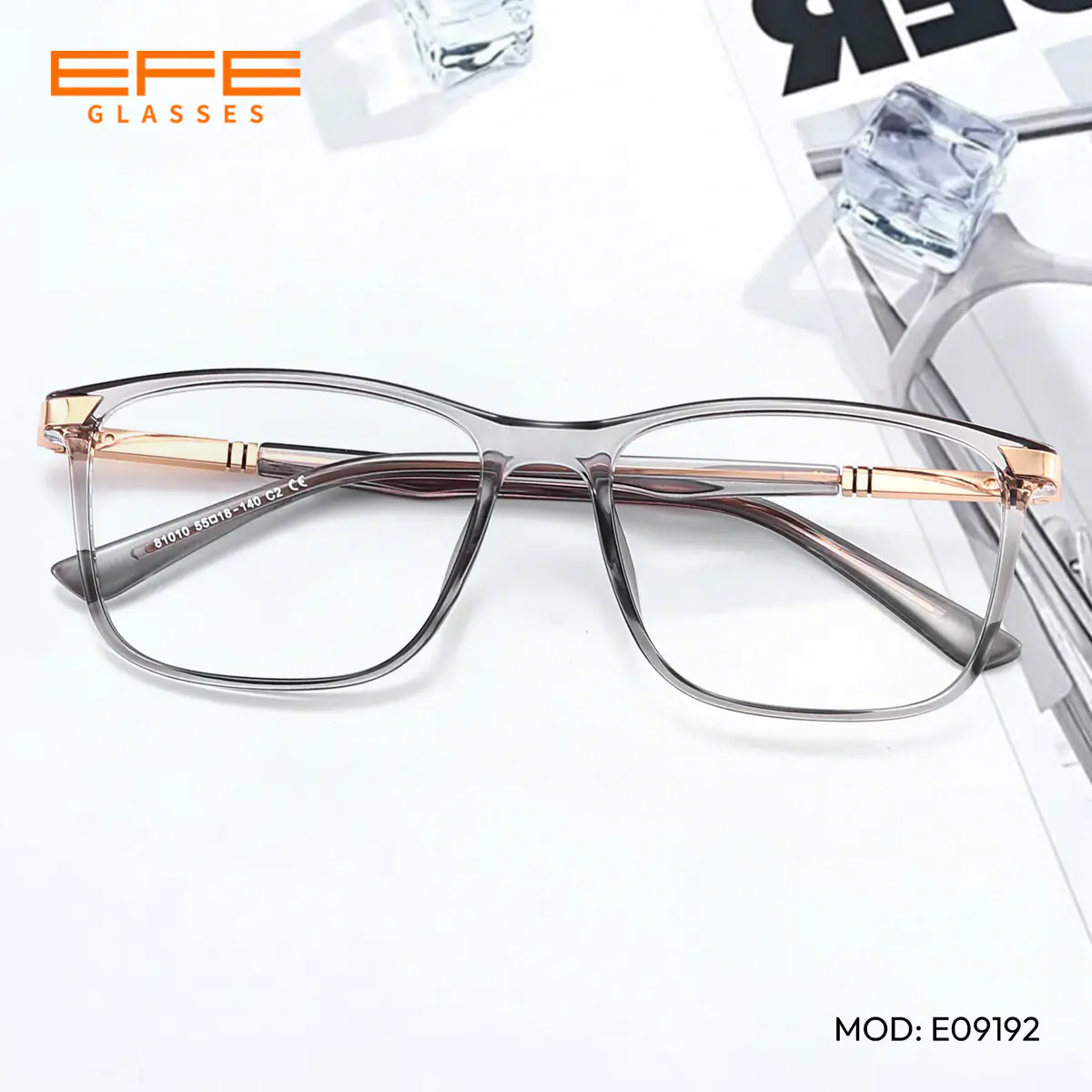 Rectangle Transparent Gray Eyeglasses