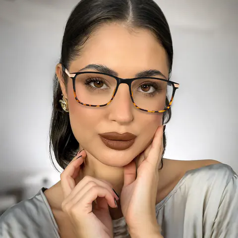 Rectangle Transparent Gray Eyeglasses