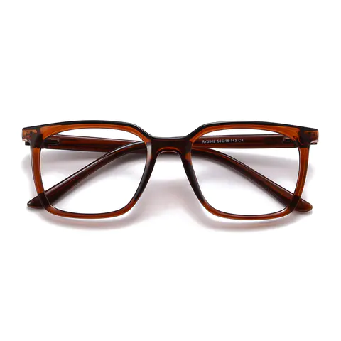 Square Light Brown Eyeglasses
