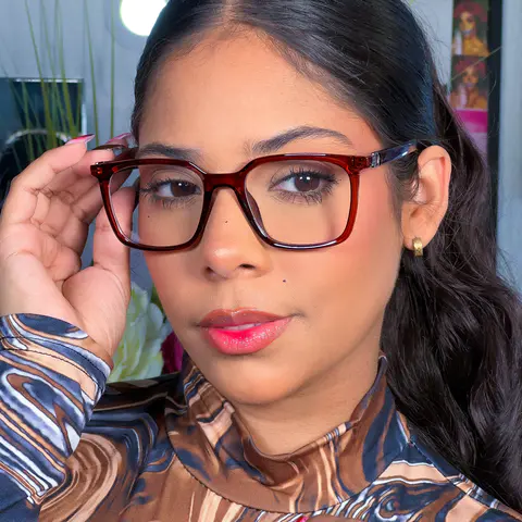 Square Light Brown Eyeglasses