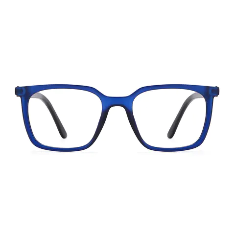 Square Transparent Blue Eyeglasses