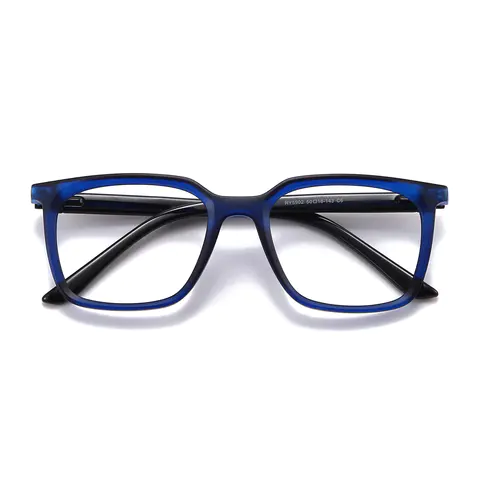 Square Transparent Blue Eyeglasses
