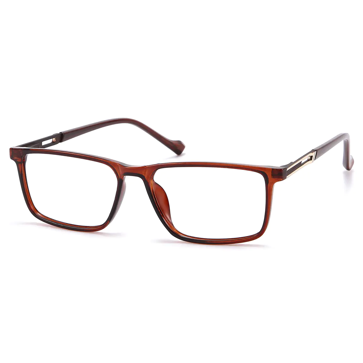 Rectangle Light Brown Eyeglasses