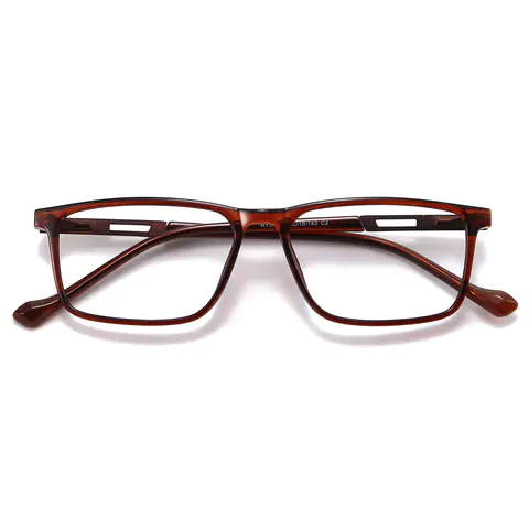 Rectangle Light Brown Eyeglasses