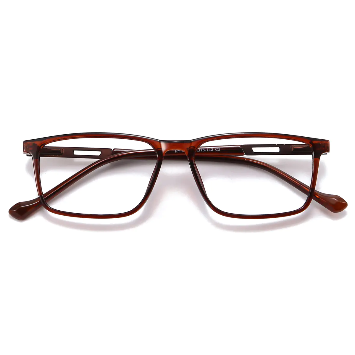 Rectangle Light Brown Eyeglasses