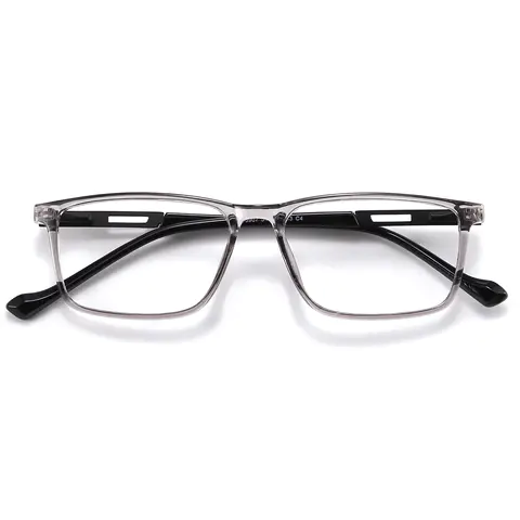 Rectangle Transparent Gray Eyeglasses