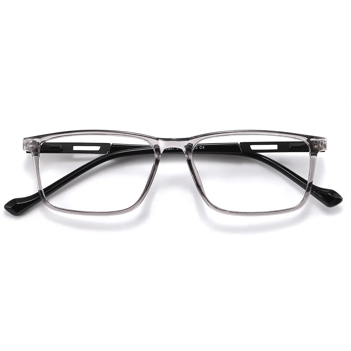 Rectangle Transparent Gray Eyeglasses