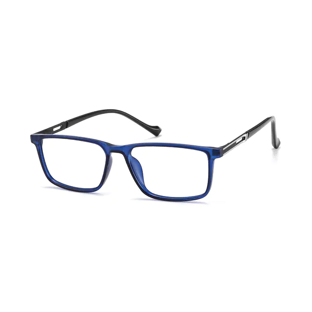Rectangle Transparent Blue Eyeglasses