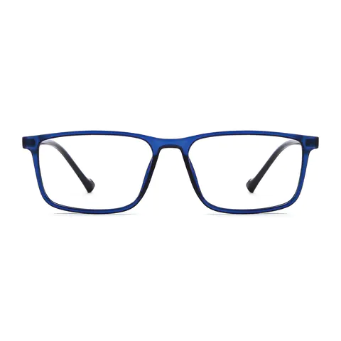 Rectangle Transparent Blue Eyeglasses