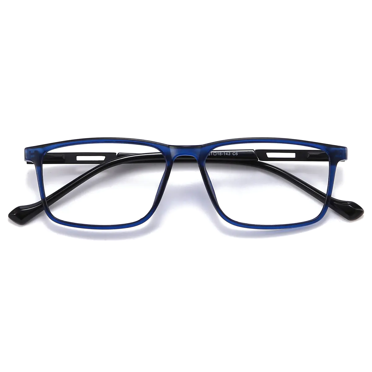 Rectangle Transparent Blue Eyeglasses