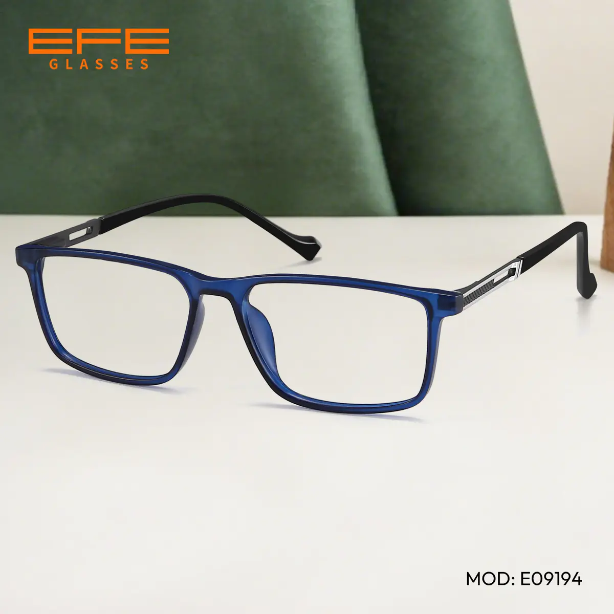 Rectangle Transparent Blue Eyeglasses