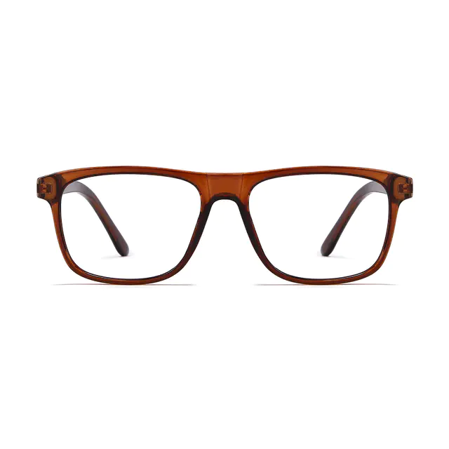 Rectangle Light Brown Eyeglasses