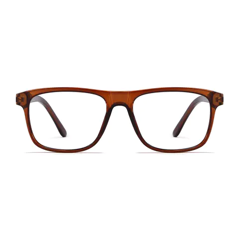 Rectangle Light Brown Eyeglasses