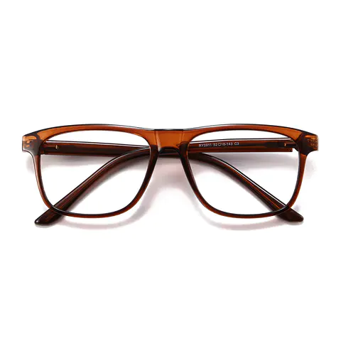 Rectangle Light Brown Eyeglasses