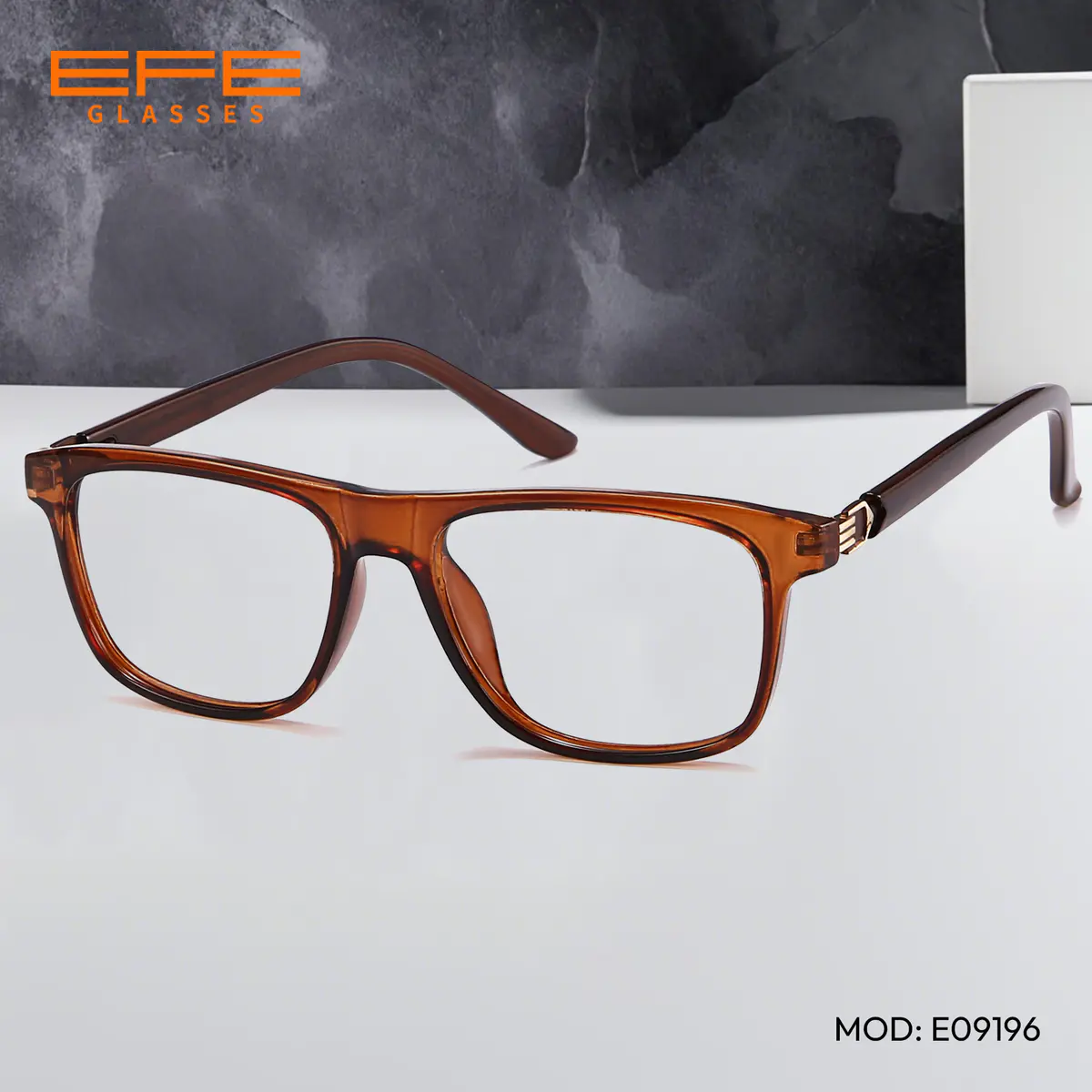 Rectangle Light Brown Eyeglasses