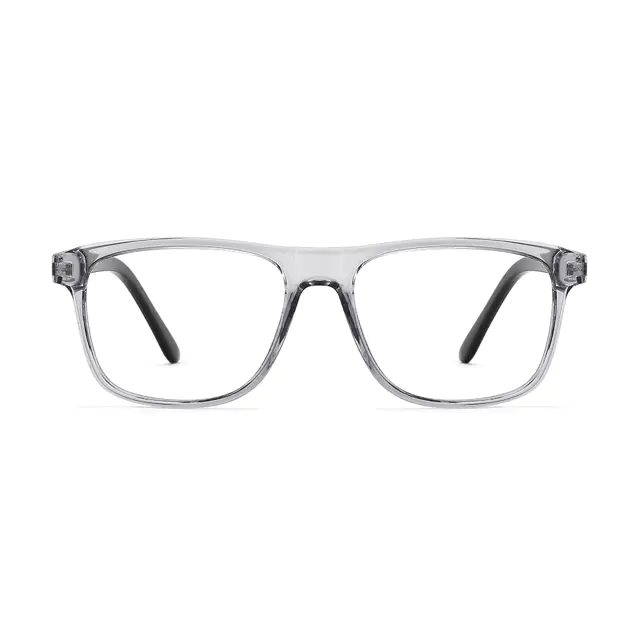 Rectangle Transparent Gray Eyeglasses