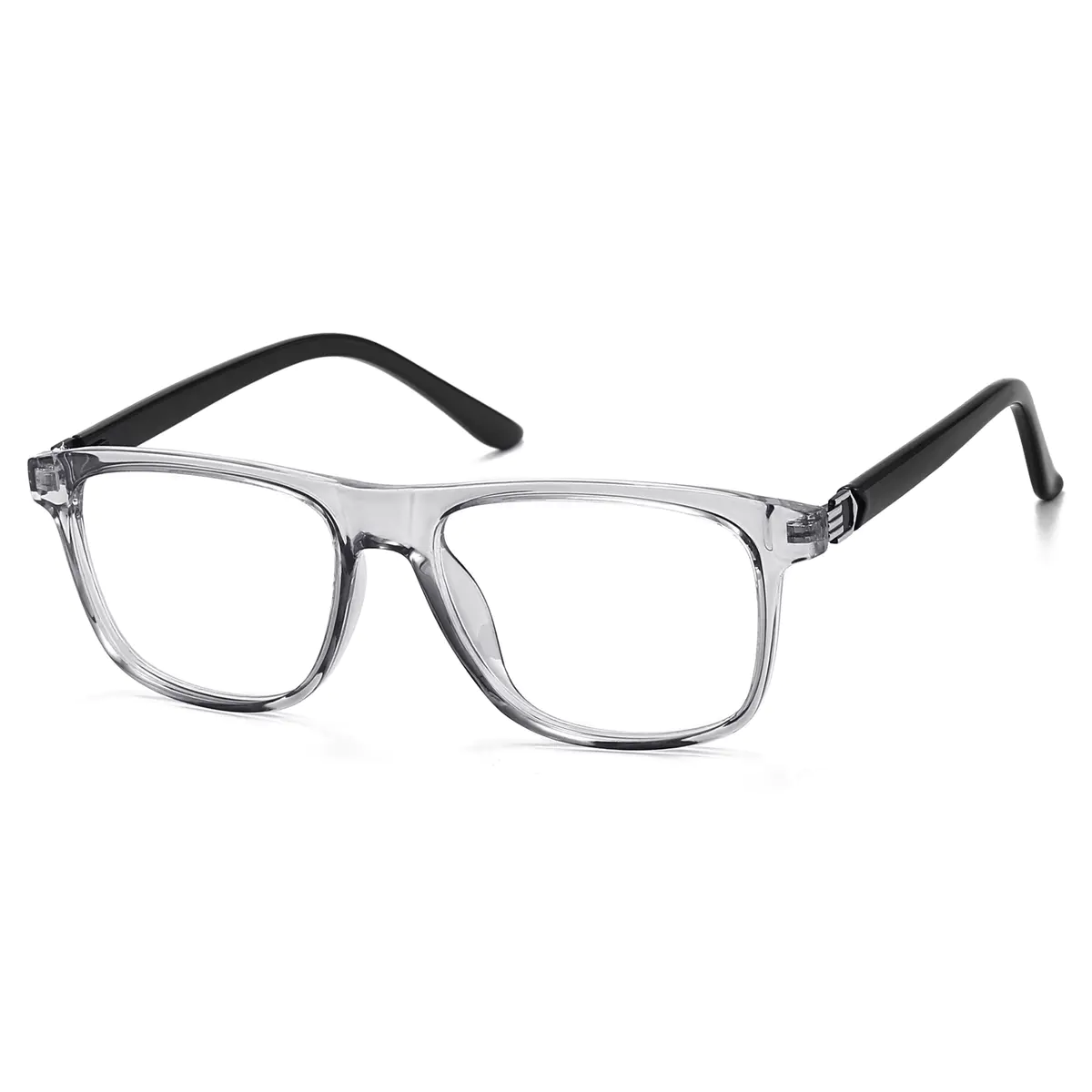 Rectangle Transparent Gray Eyeglasses