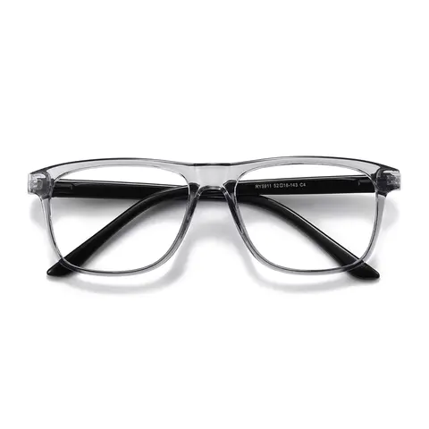 Rectangle Transparent Gray Eyeglasses
