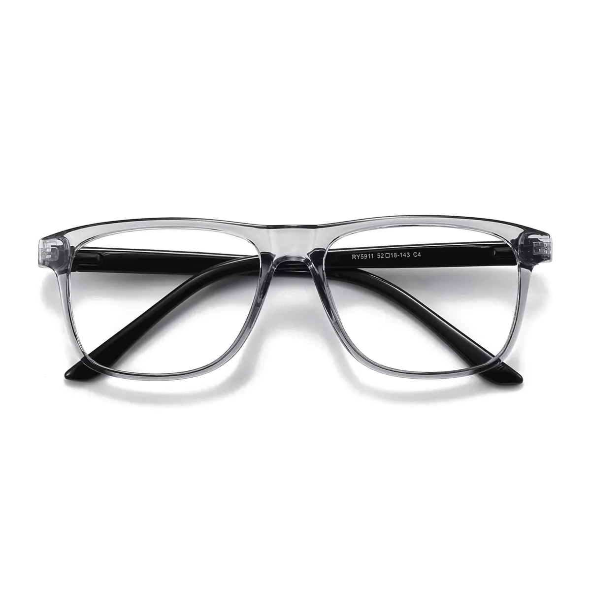 Rectangle Transparent Gray Eyeglasses