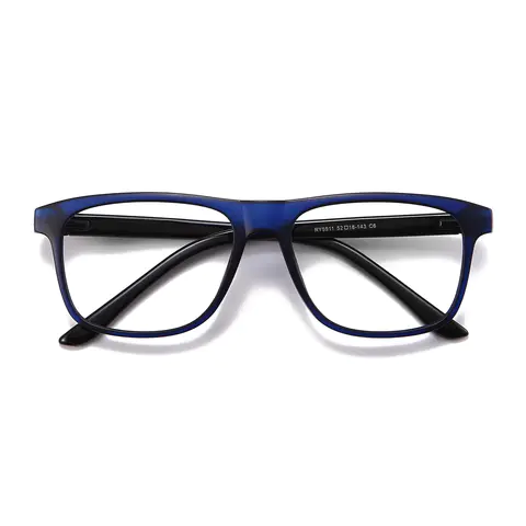 Rectangle Transparent Blue Eyeglasses