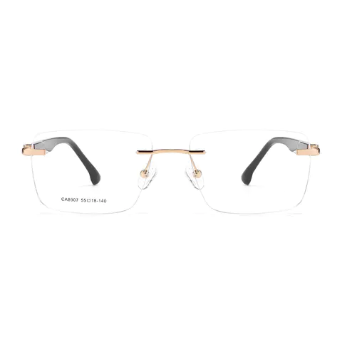 Rectangle Gold Eyeglasses