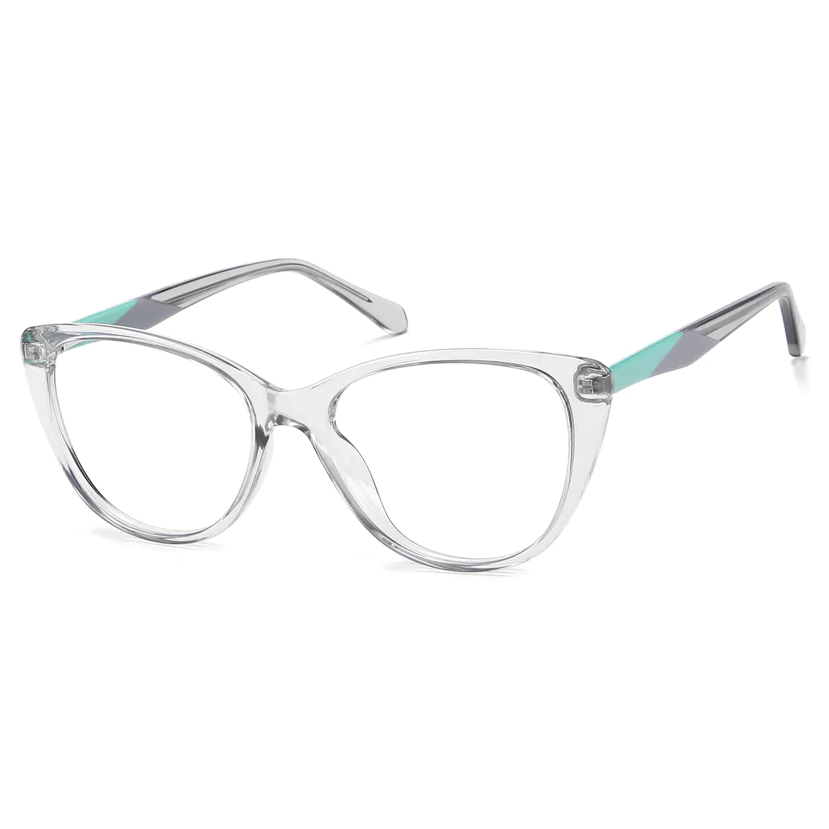 Cat-eye Transparent Gray Eyeglasses