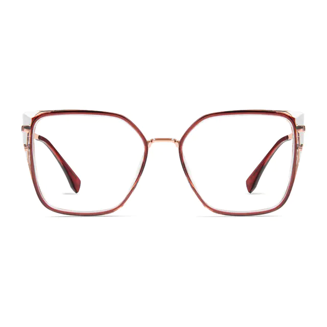Square Red/Rose Gold Glasses