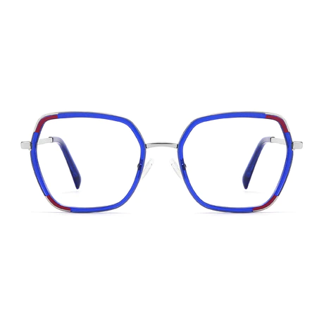 Geometric Transparent Blue Eyeglasses