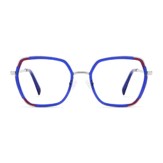 Geometric Transparent Blue Eyeglasses