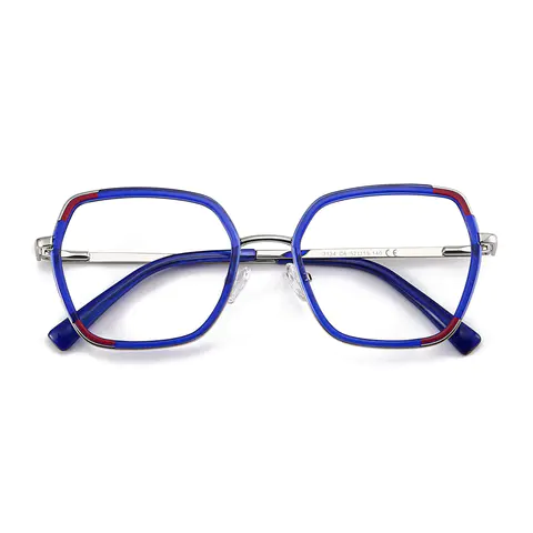 Geometric Transparent Blue Eyeglasses