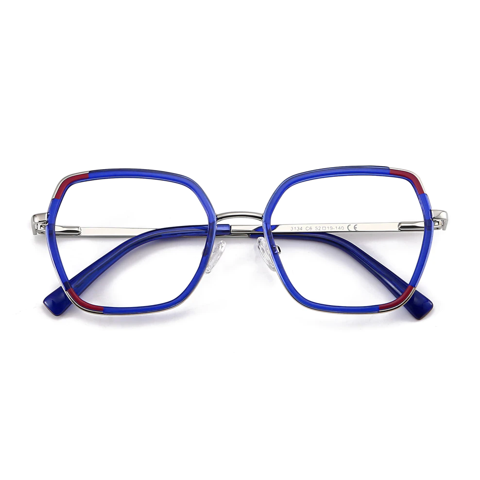 Geometric Transparent Blue Eyeglasses