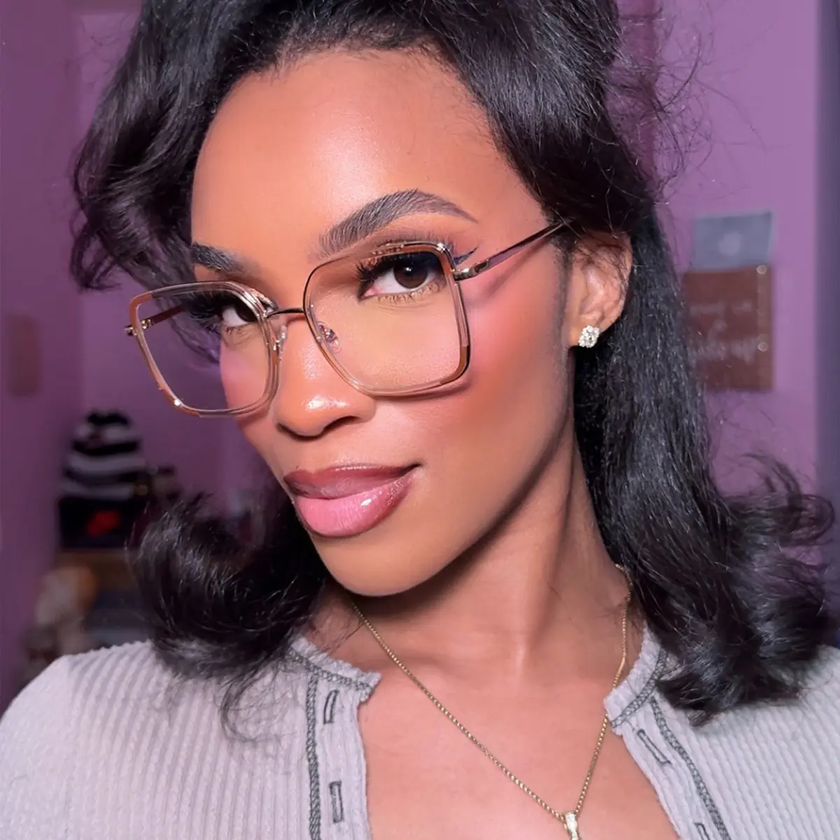 Square Light Brown Eyeglasses