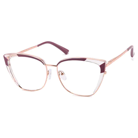 Cat-eye Transparent Pink Eyeglasses