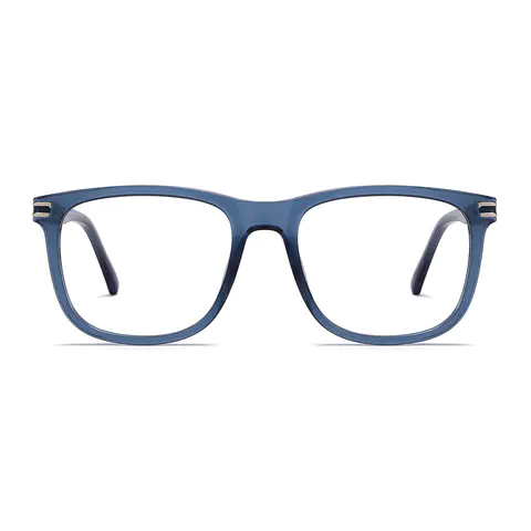 Square Transparent Blue Eyeglasses