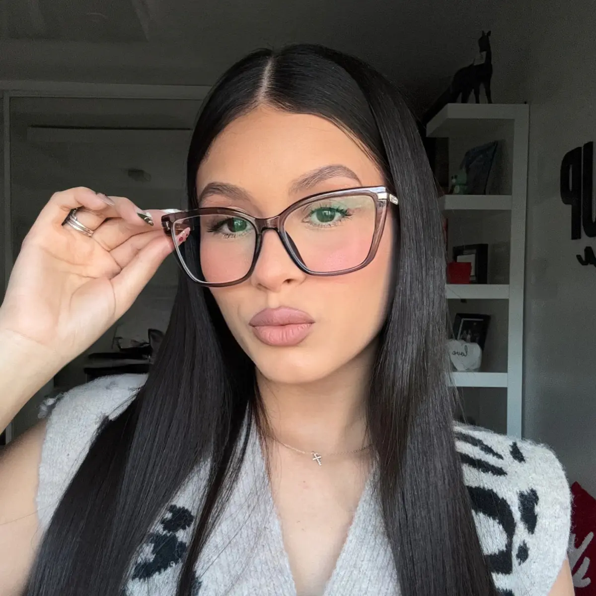 Square Transparent Gray Eyeglasses