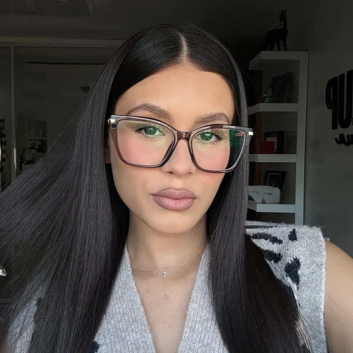 Square Transparent Gray Eyeglasses