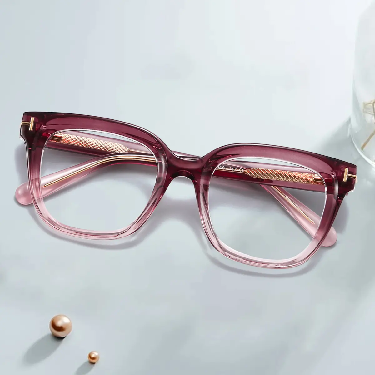 Square Gradient Pink Eyeglasses