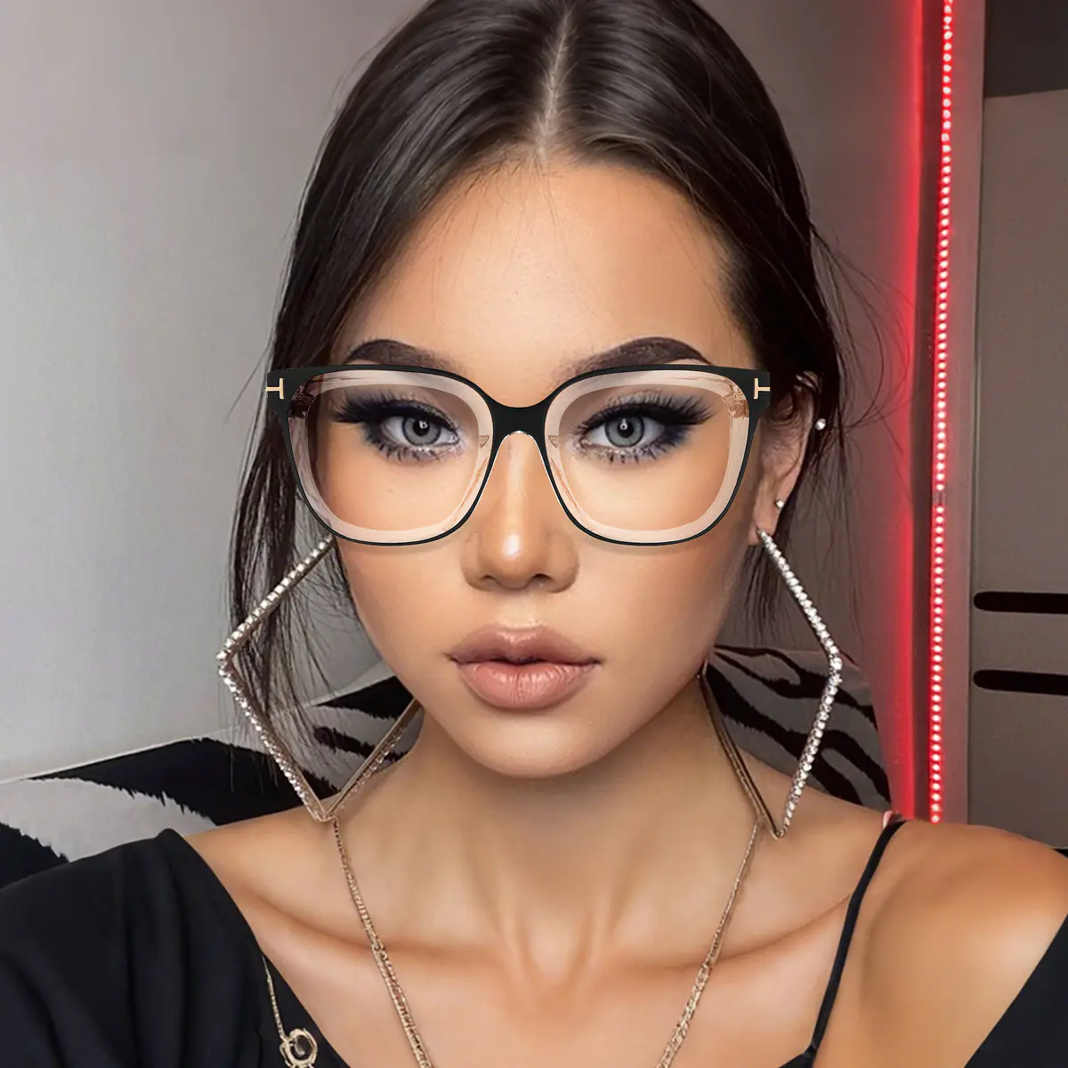 Square Gradient Pink Eyeglasses