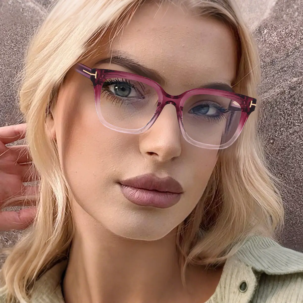 Square Gradient Pink Eyeglasses