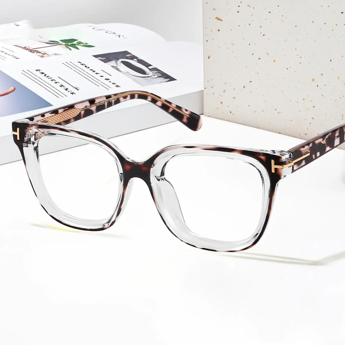 Square Ivory Tortoiseshell Eyeglasses