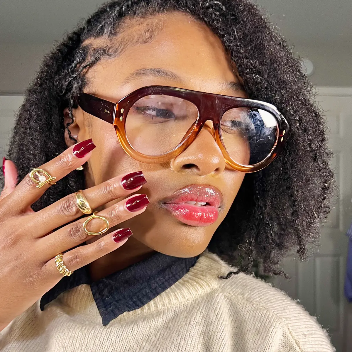 Aviator Light Brown Eyeglasses