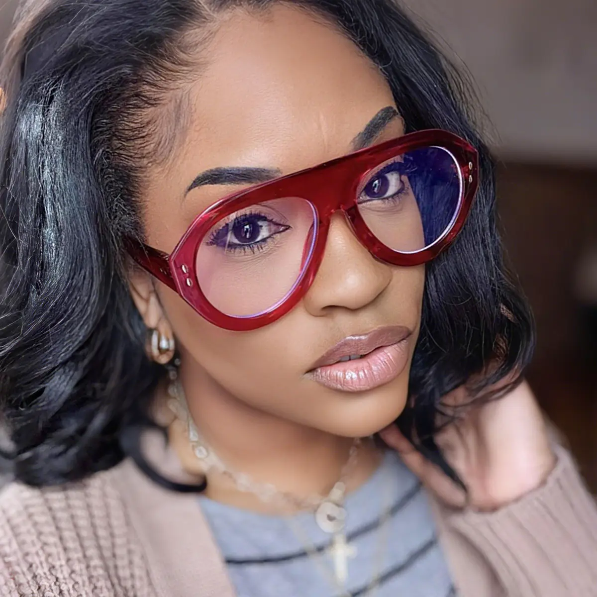 Aviator Red Eyeglasses