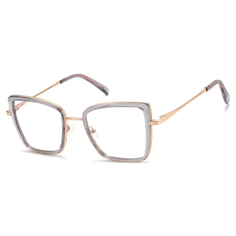 Square Transparent Gray Eyeglasses
