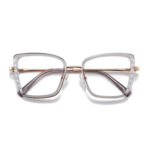 Square Transparent Gray Eyeglasses