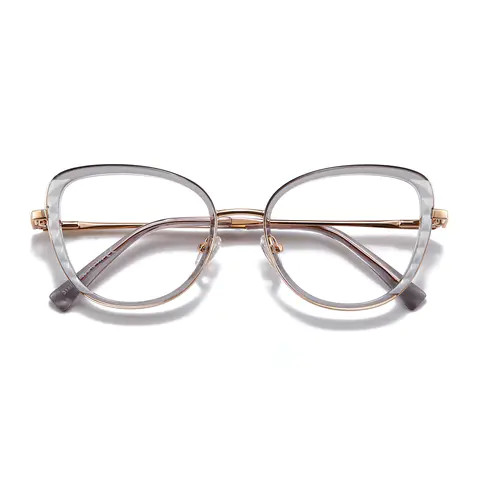Cat-eye Transparent Gray Eyeglasses