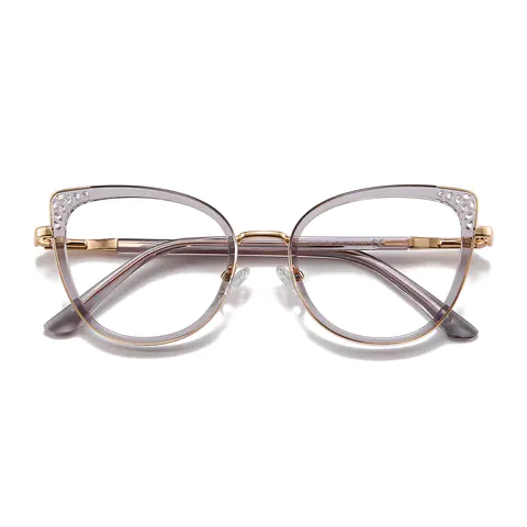 Cat-eye Transparent Gray Eyeglasses