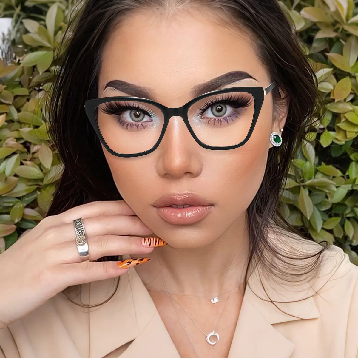 Cat-eye Black/White Eyeglasses
