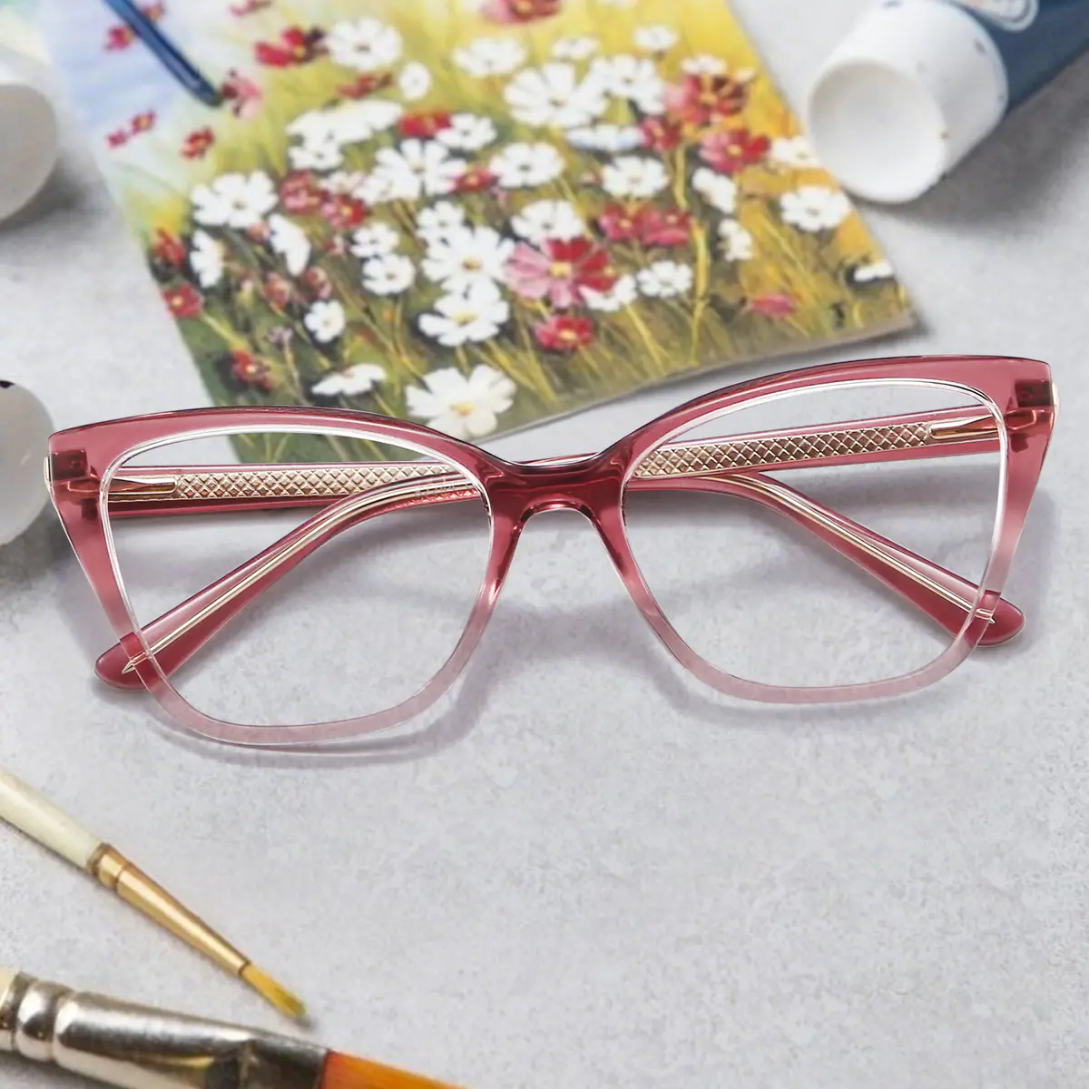 Cat-eye Gradient Pink Eyeglasses