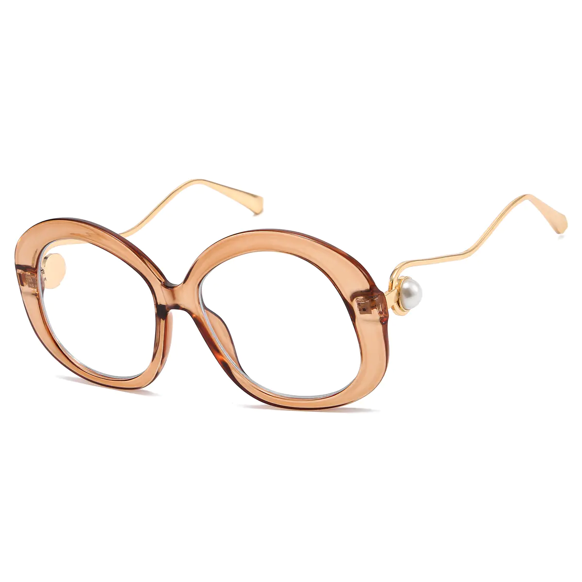 Oval Transparent Red Eyeglasses