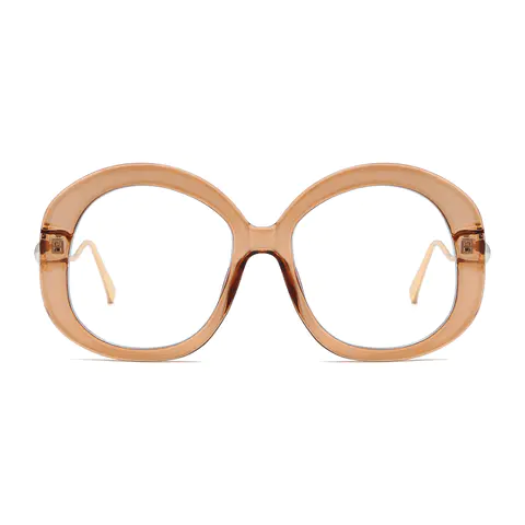 Oval Transparent Red Eyeglasses